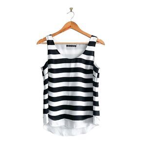 Zac & Rachel Sleeveless Blouse Striped Black White Tank Women's S Pullover